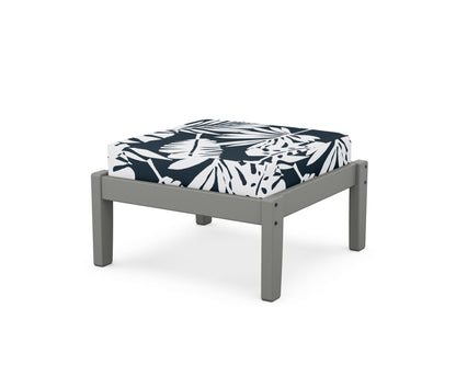 Unbranded Deep Seating Ottoman in Slate Grey / Leaf Marine Indigo