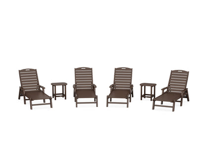POLYWOOD® Nautical Chaise 6-Piece Set with Arms in Mahogany