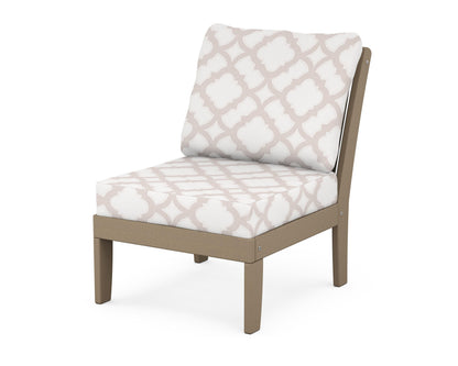 POLYWOOD® Braxton Modular Armless Chair in Vintage Sahara / Trellis Dune Burlap