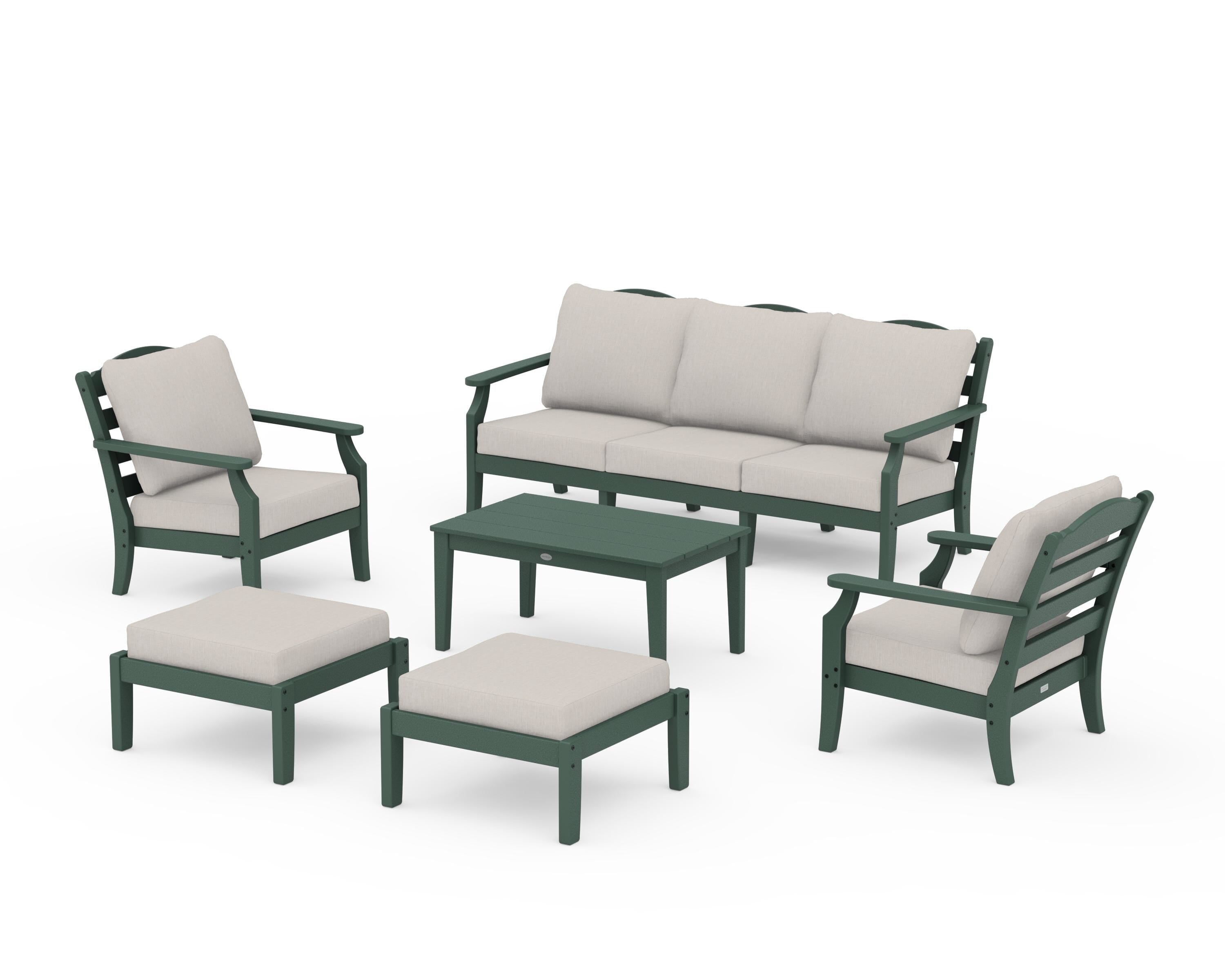 Draper James™ by  POLYWOOD® Savannah 6-Piece Lounge Sofa Set in Green / Cast Ash
