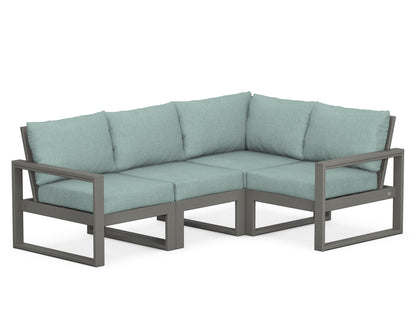 POLYWOOD® EDGE 4-Piece Modular Deep Seating Set in Slate Grey / Glacier Spa