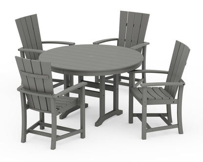 POLYWOOD® Quattro 5-Piece Round Farmhouse Dining Set in Slate Grey