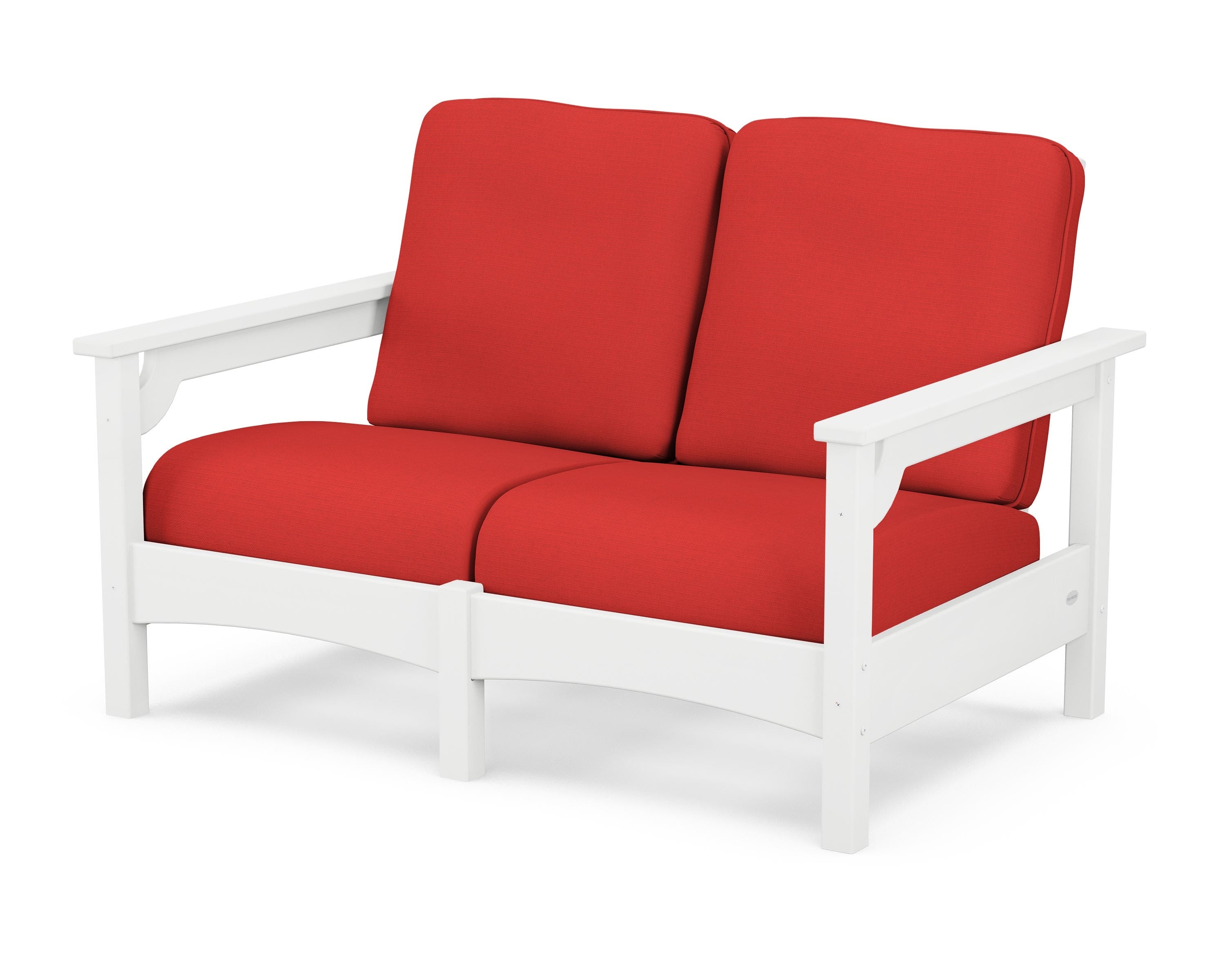POLYWOOD® Club Loveseat in White / Crimson Linen