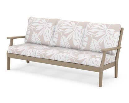 POLYWOOD® Braxton Deep Seating Sofa in Vintage Sahara / Leaf Dune Burlap