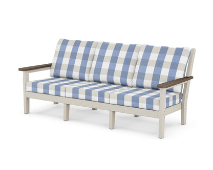 POLYWOOD® Chippendale Deep Seating Sofa in Sand / Kona / Buffalo Plaid Sky Blue