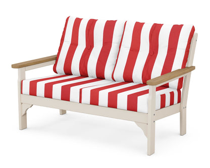 POLYWOOD® Vineyard Deep Seating Loveseat in Sand / Natural / Cabana Stripe Crimson