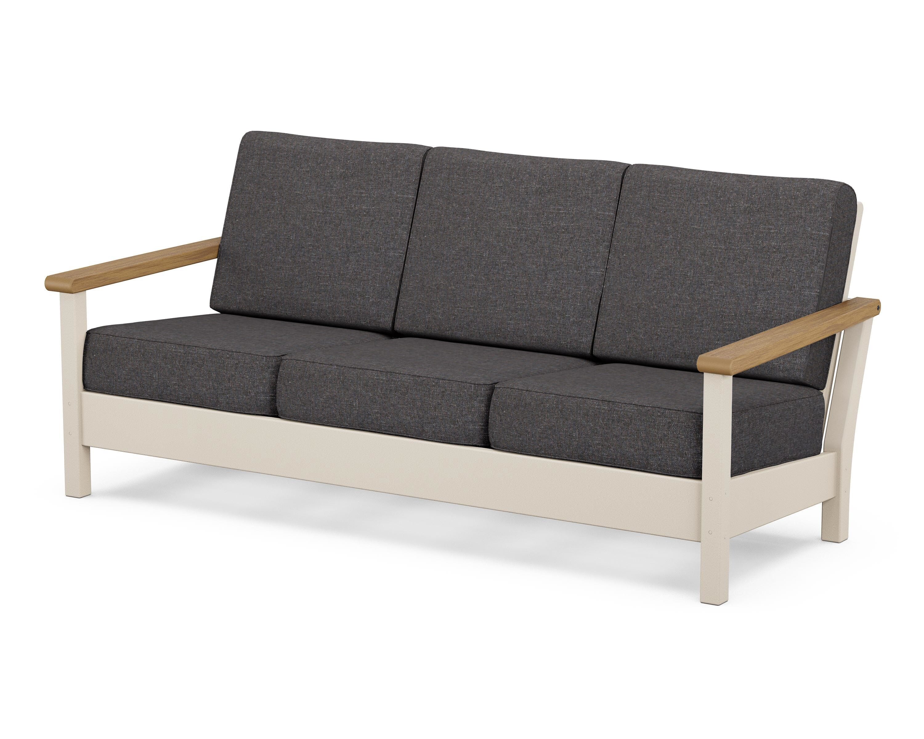 POLYWOOD® Harbour Deep Seating Sofa in Sand / Natural / Ash Charcoal