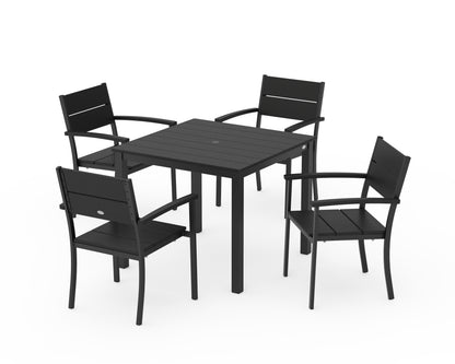 POLYWOOD® Main Street 5-Piece Dining Set in Black / Black