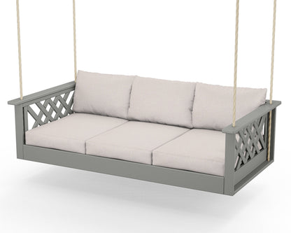 Country Living Wovendale Daybed Swing in Slate Grey / Dune Burlap