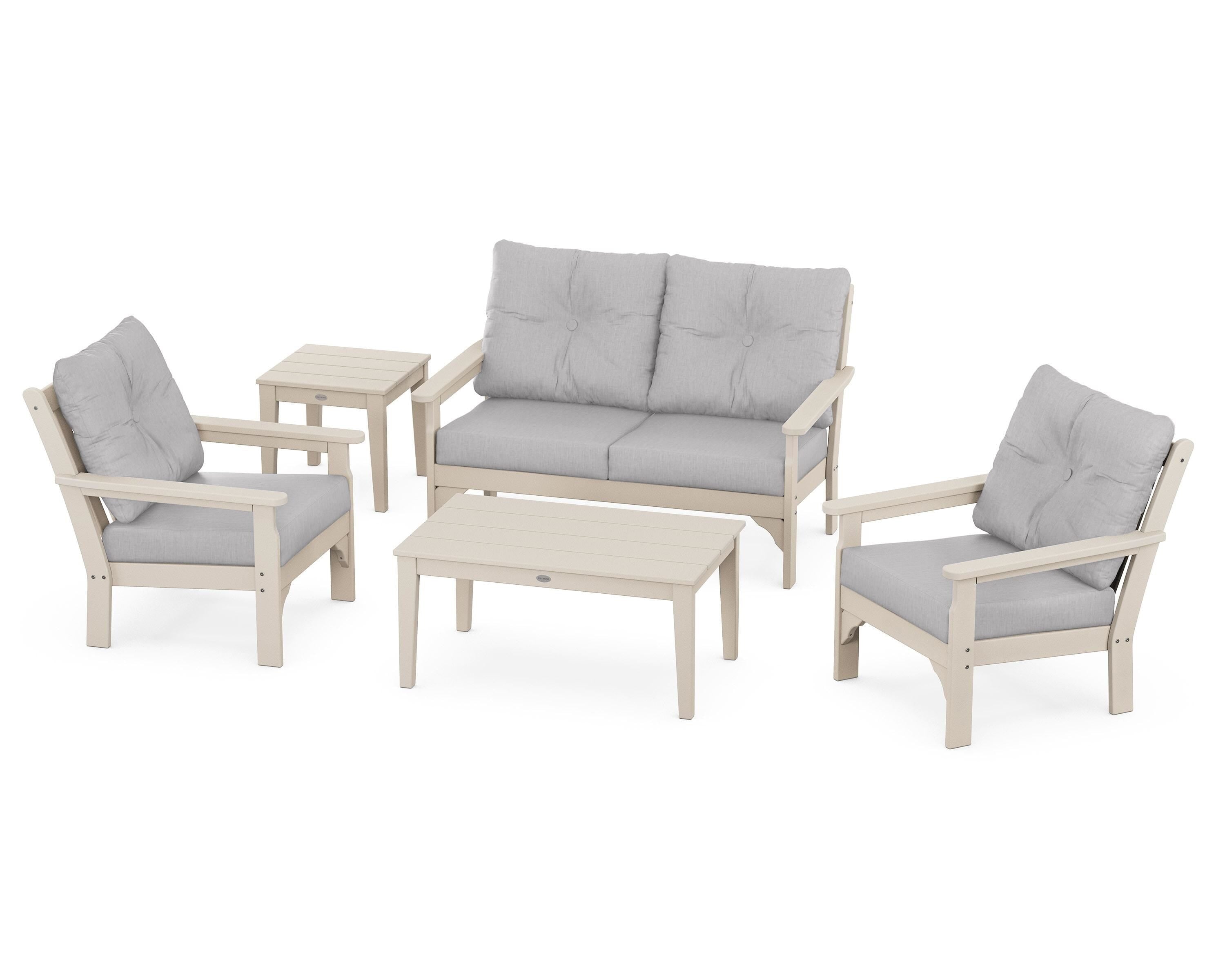 POLYWOOD® Vineyard 5-Piece Deep Seating Set in Sand / Granite