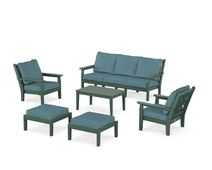 POLYWOOD® Chippendale 6-Piece Lounge Sofa Set in Green / Ocean Teal
