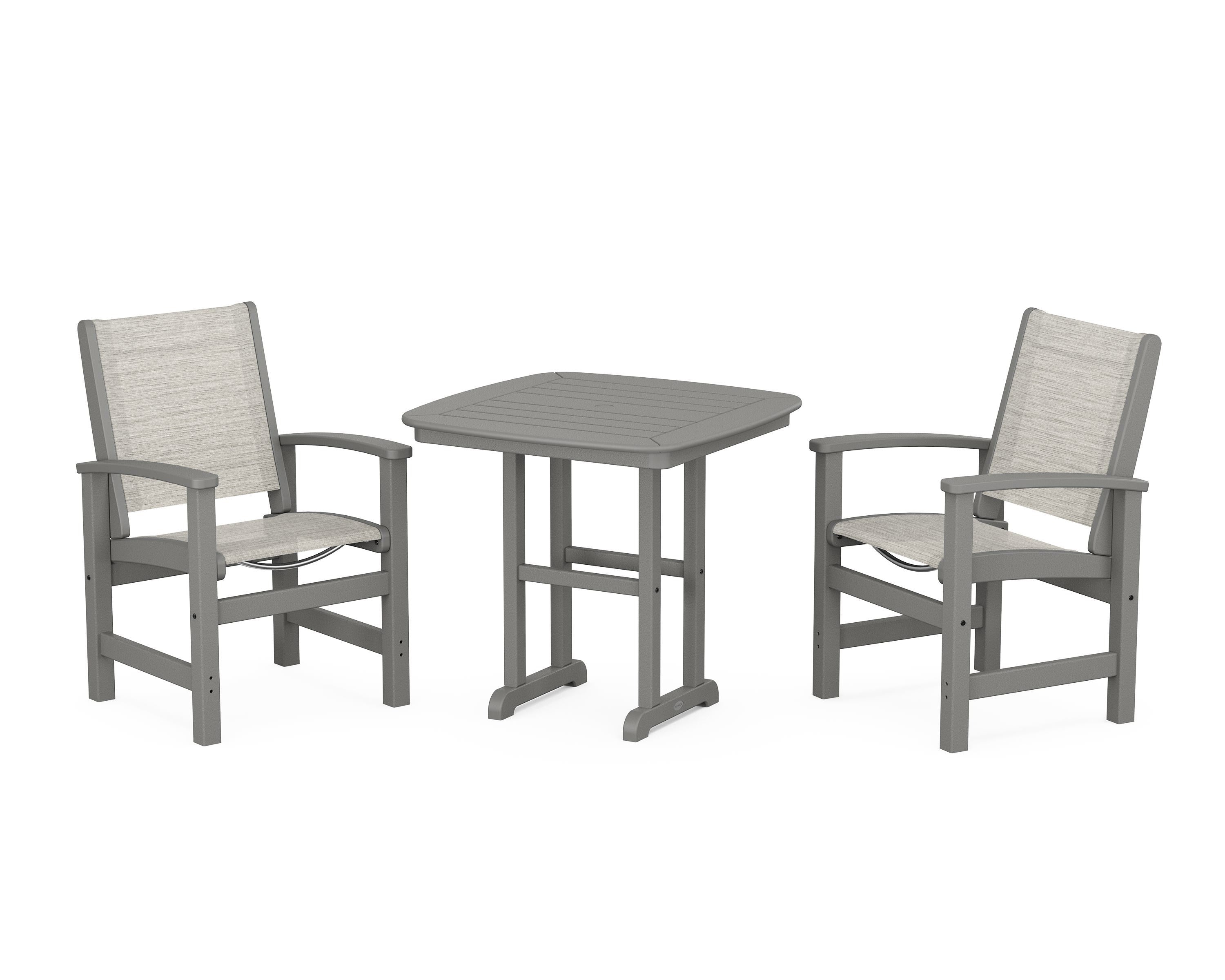 POLYWOOD® Coastal 3-Piece Dining Set in Slate Grey / Birch Sling