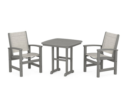 POLYWOOD® Coastal 3-Piece Dining Set in Slate Grey / Birch Sling