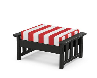 Martha Stewart by POLYWOOD® Acadia Deep Seating Ottoman in Black / Cabana Stripe Crimson
