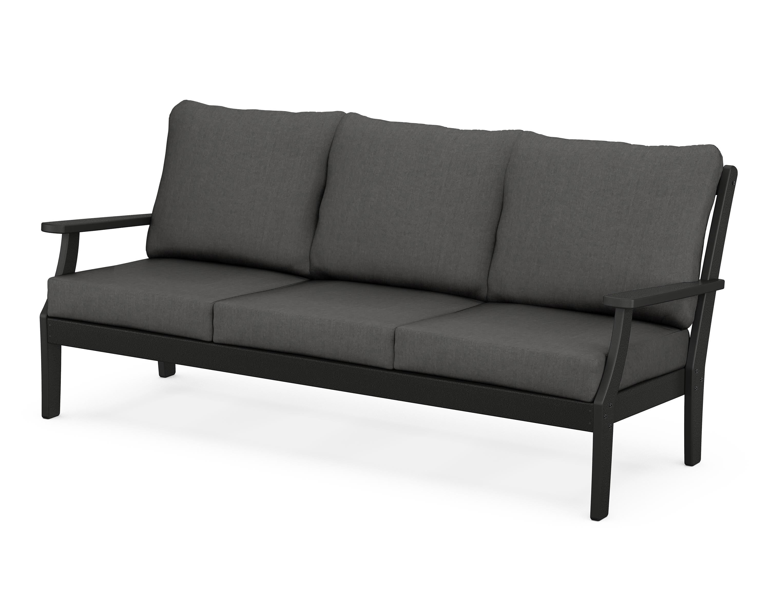POLYWOOD® Braxton Deep Seating Sofa in Black / Spectrum Carbon