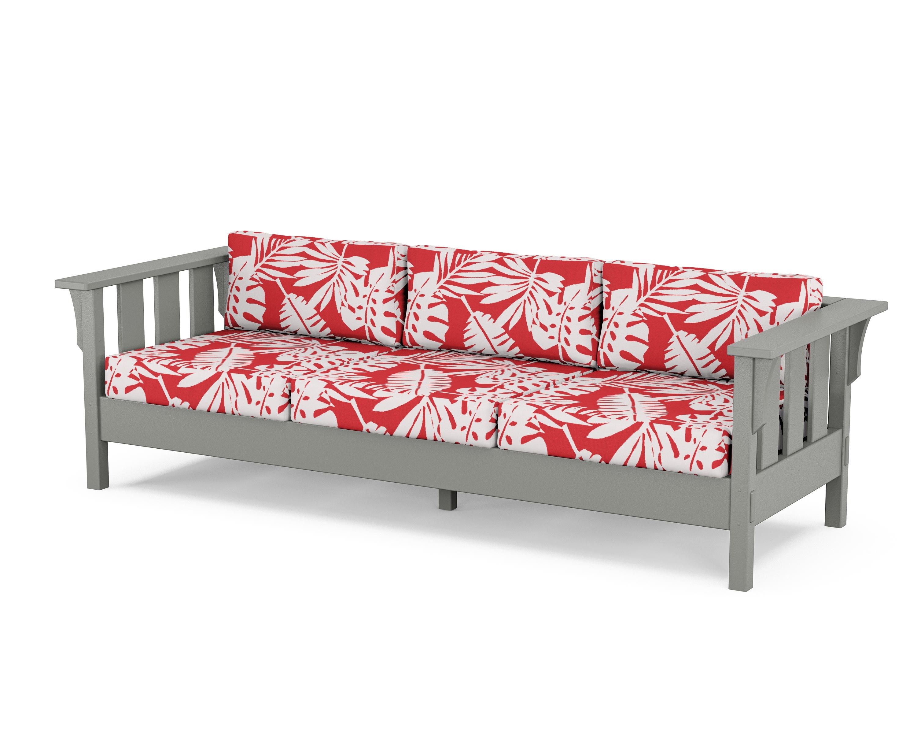 Martha Stewart by POLYWOOD® Acadia Deep Seating Sofa in Slate Grey / Leaf Crimson