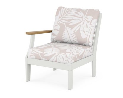 POLYWOOD® Braxton Modular Left Arm Chair in White / Natural / Leaf Dune Burlap