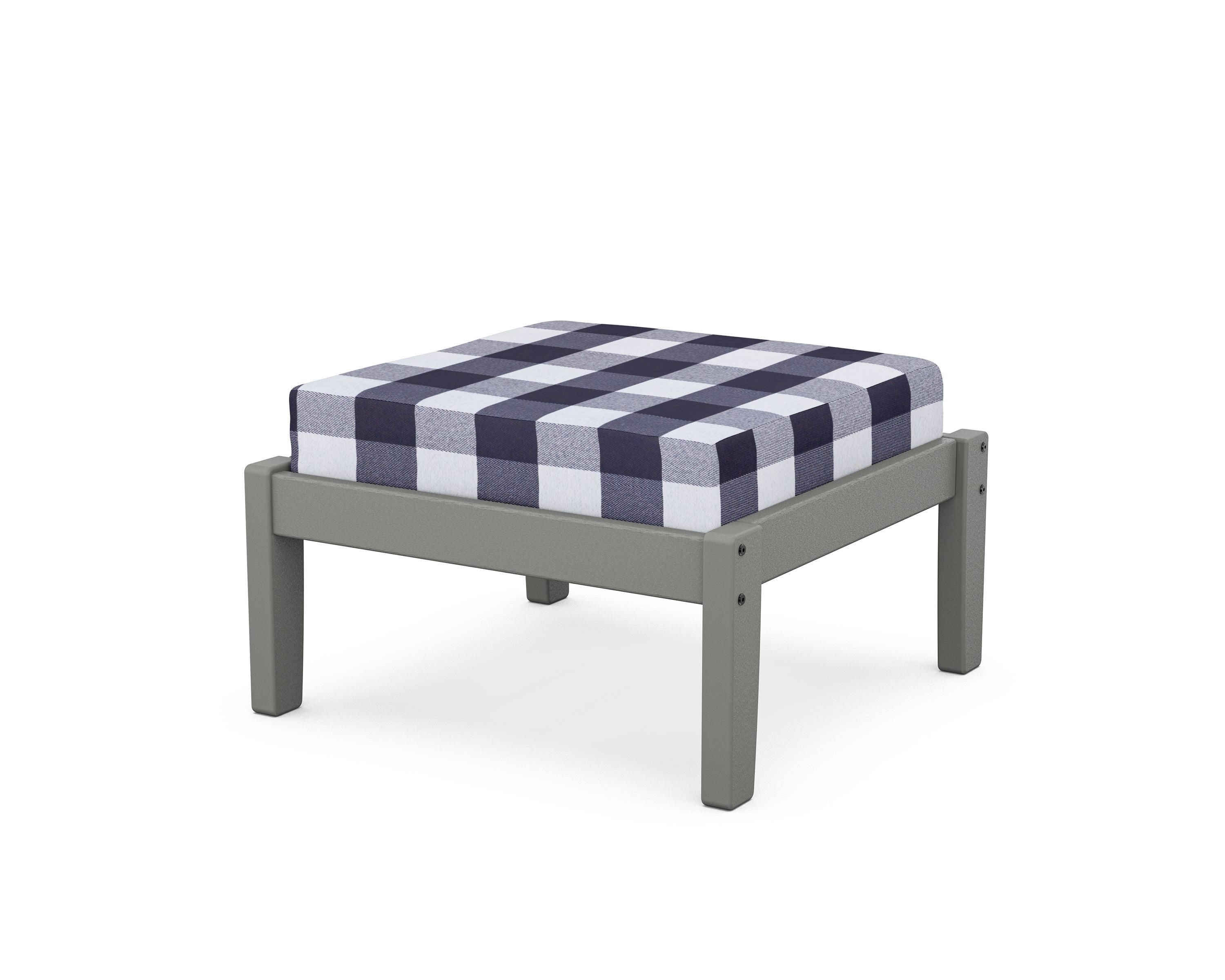 Unbranded Deep Seating Ottoman in Slate Grey / Buffalo Plaid Navy