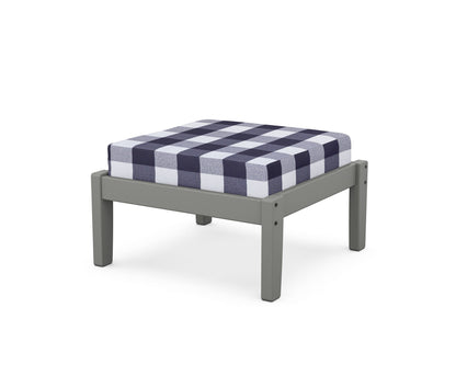 Unbranded Deep Seating Ottoman in Slate Grey / Buffalo Plaid Navy