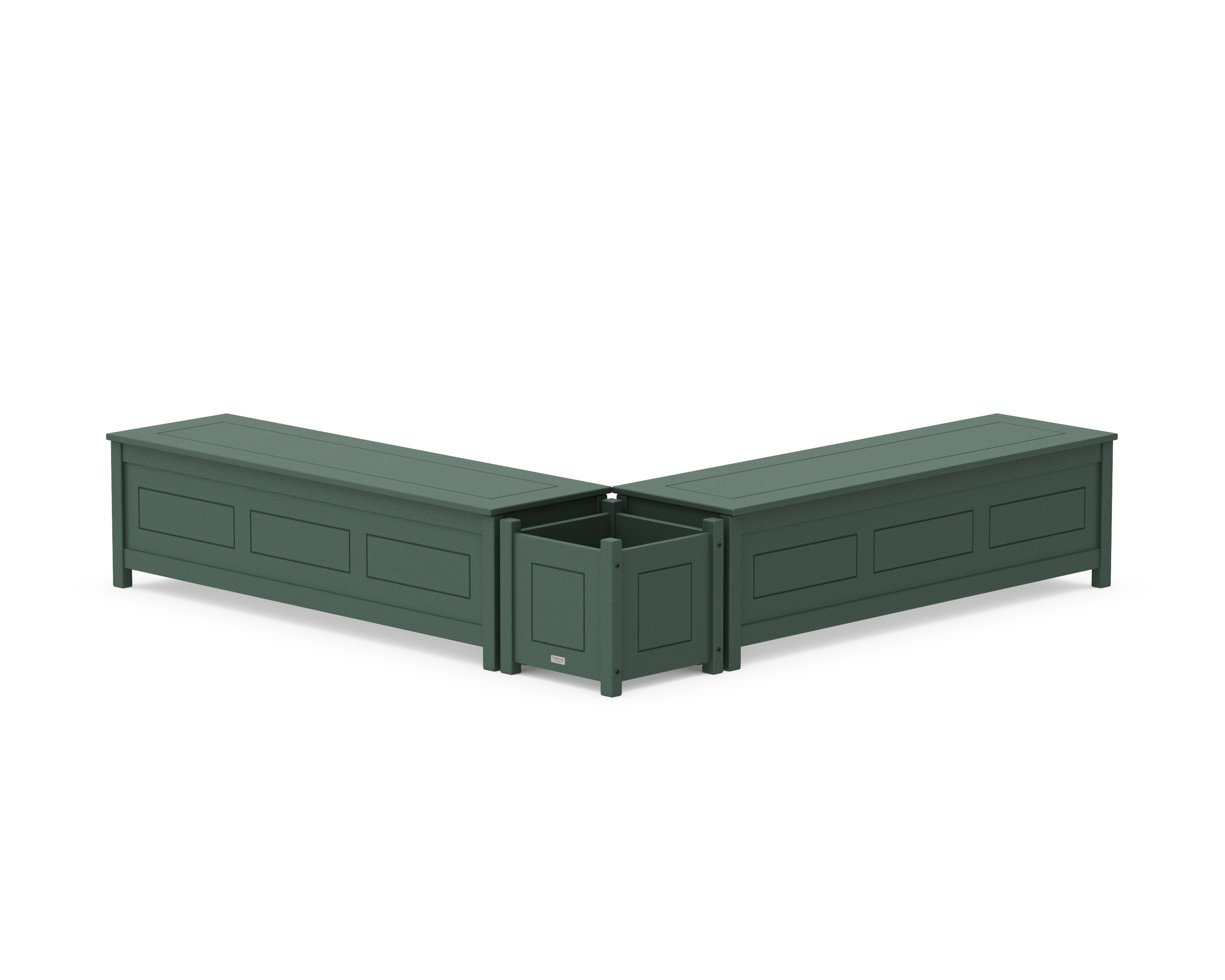 Country Living 60" Country Living L- Shaped Planter Storage Bench Set in Green