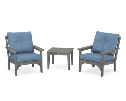 POLYWOOD® Vineyard 3-Piece Deep Seating Set in Slate Grey / Sky Blue