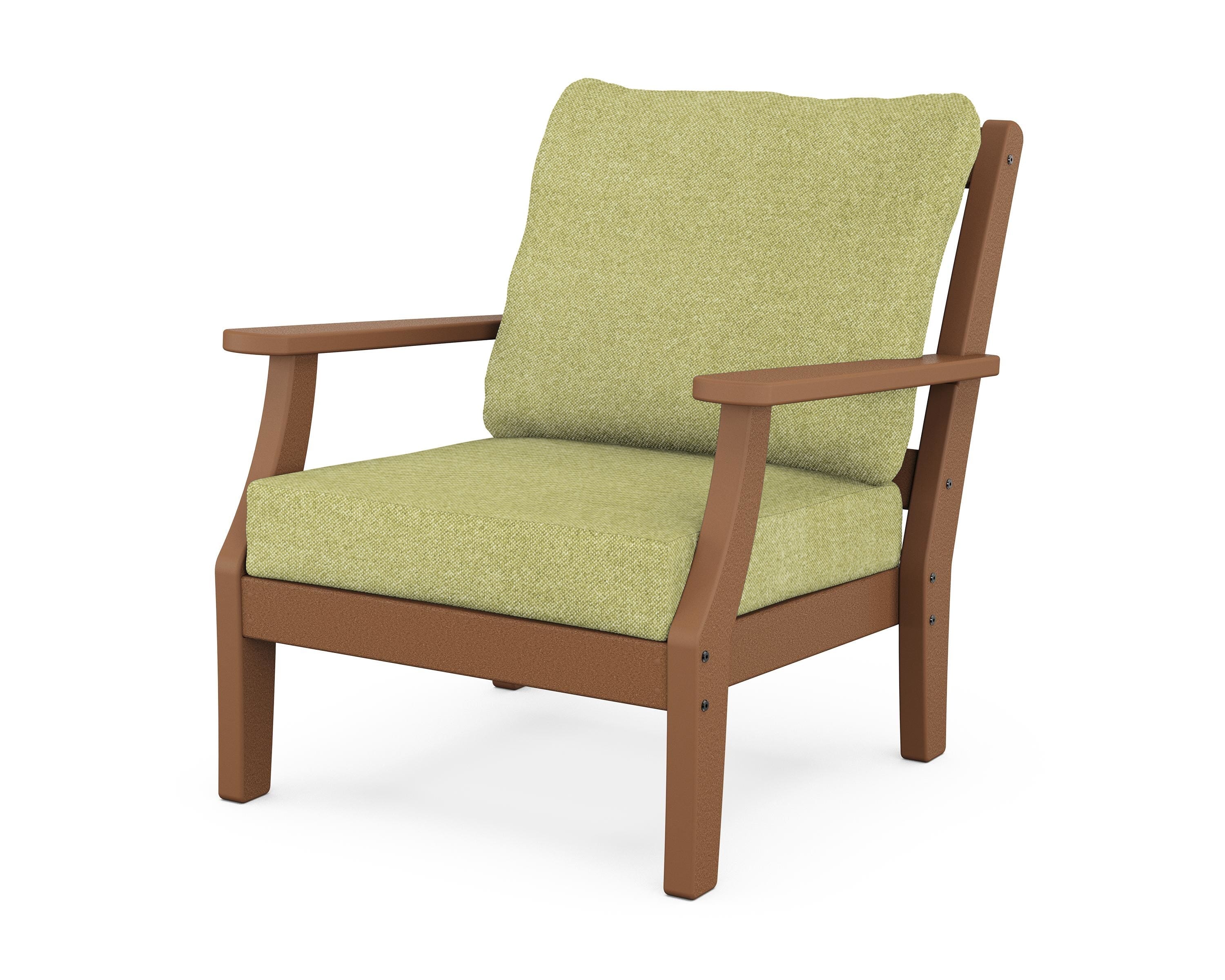 Martha Stewart by POLYWOOD® Chinoiserie Deep Seating Chair in Teak / Chartreuse Boucle
