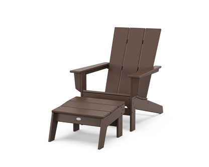 POLYWOOD® Modern Studio Adirondack Chair with Ottoman in Mahogany