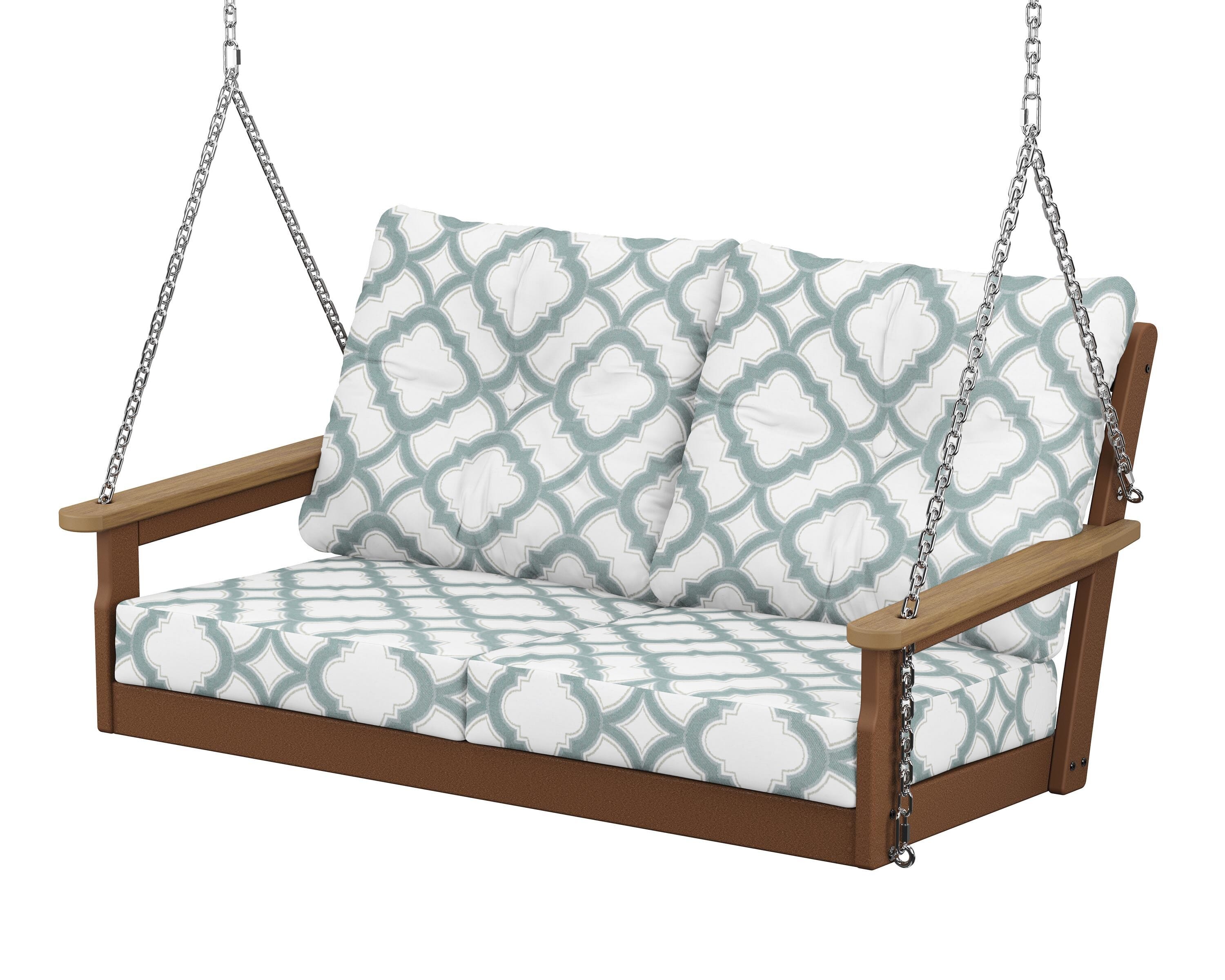 POLYWOOD® Vineyard Deep Seating Swing in Teak / Natural / Trellis Glacier Spa