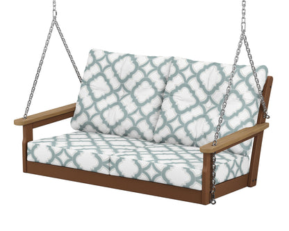 POLYWOOD® Vineyard Deep Seating Swing in Teak / Natural / Trellis Glacier Spa