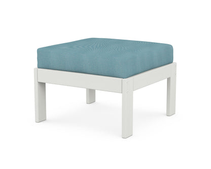 POLYWOOD® Vineyard Modular Ottoman in Vintage White / Lattice Sky Blue