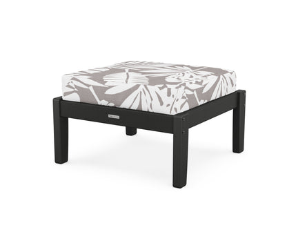 Martha Stewart by POLYWOOD® Chinoiserie Deep Seating Ottoman in Black / Leaf Grey Mist