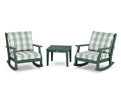 Country Living Wovendale 3-Piece Deep Seating Rocker Set in Green / Buffalo Plaid Glacier Spa