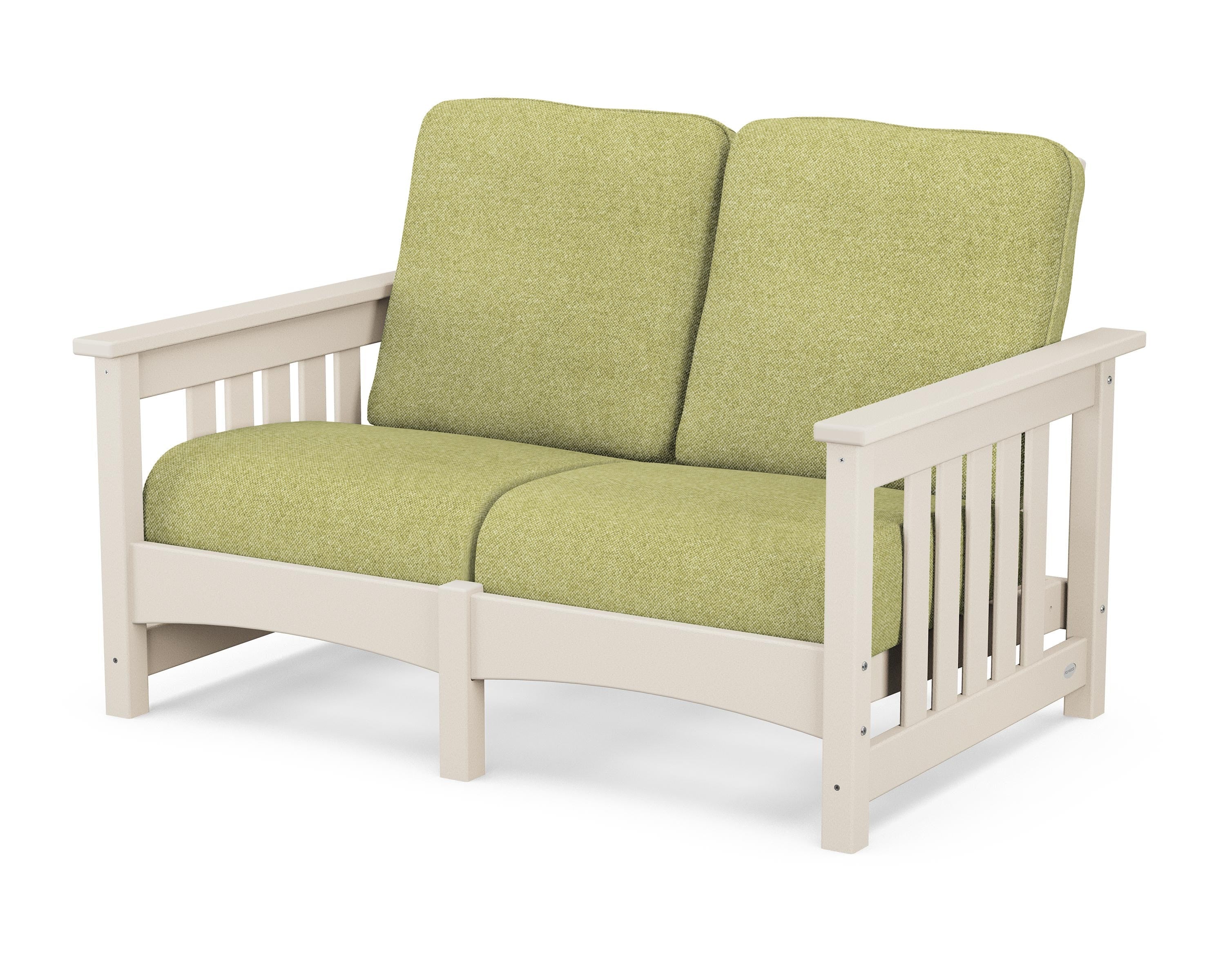 POLYWOOD® Club Mission Loveseat in Sand / Chartreuse Boucle