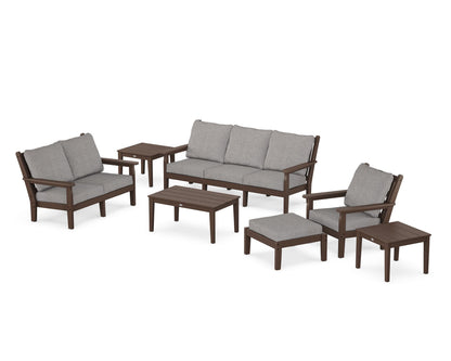 POLYWOOD® Chippendale 7-Piece Deep Seating Set in Mahogany / Grey Mist