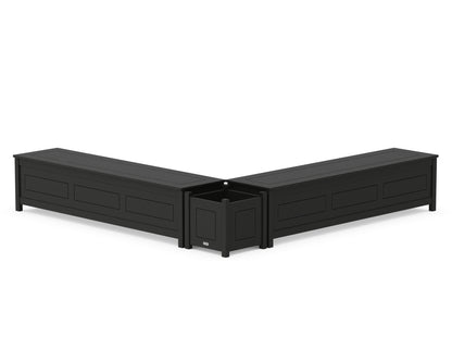 Country Living 72" Country Living L- Shaped Planter Storage Bench Set in Black