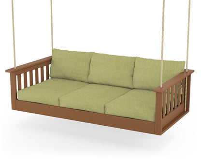 POLYWOOD® Vineyard Daybed Swing in Teak / Chartreuse Boucle