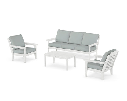 Country Living Cottage 4-Piece Deep Seating Set with Sofa in White / Spa