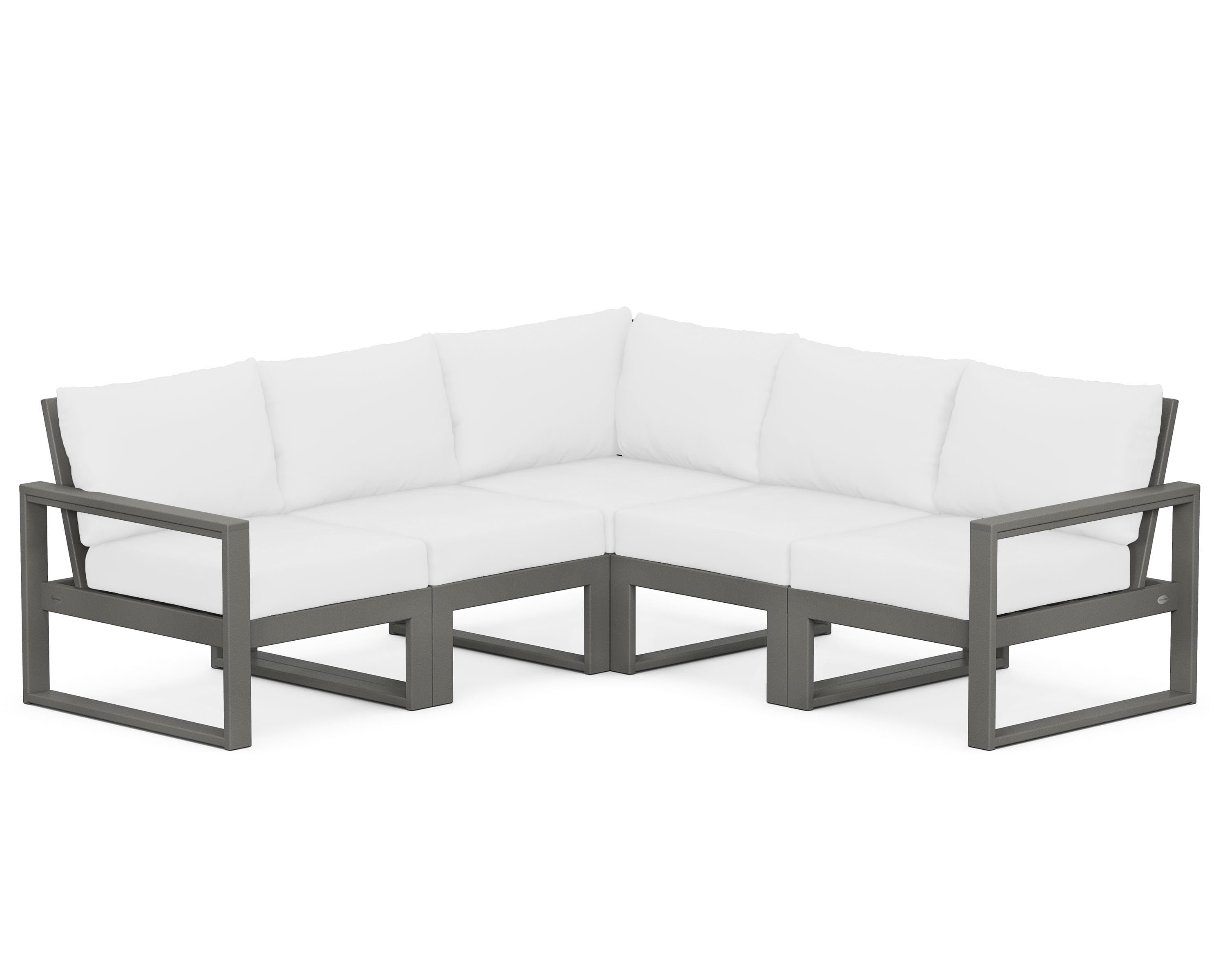 POLYWOOD® EDGE 5-Piece Modular Deep Seating Set in Slate Grey / Natural