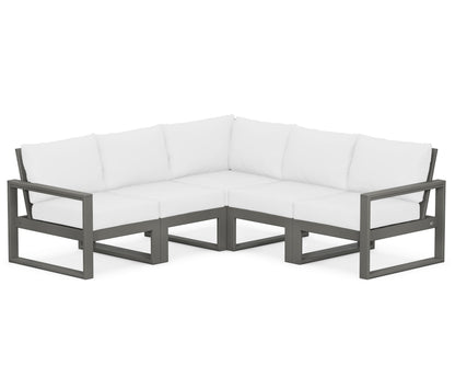 POLYWOOD® EDGE 5-Piece Modular Deep Seating Set in Slate Grey / Natural