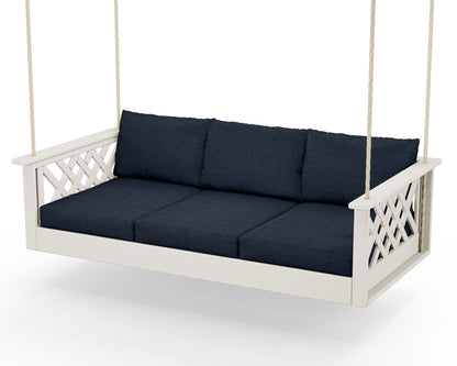 Country Living Wovendale Daybed Swing in Sand / Marine Indigo