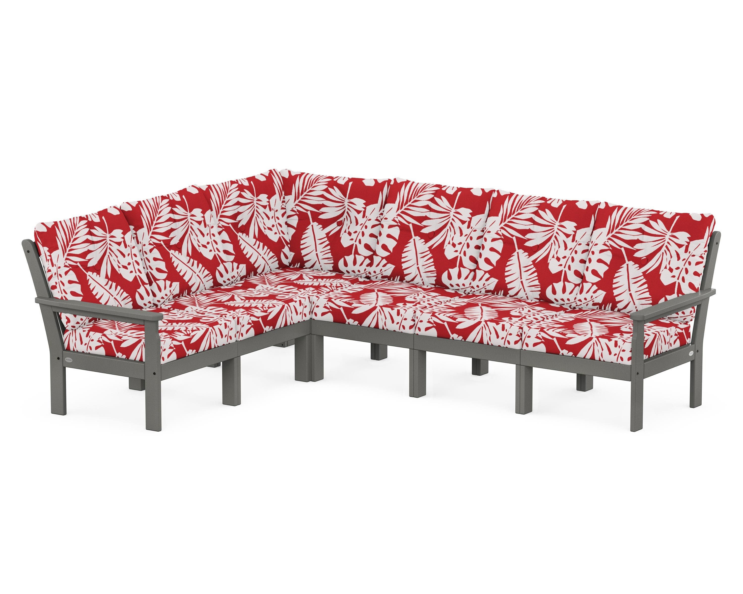 POLYWOOD® Vineyard 6-Piece Sectional in Slate Grey / Leaf Crimson
