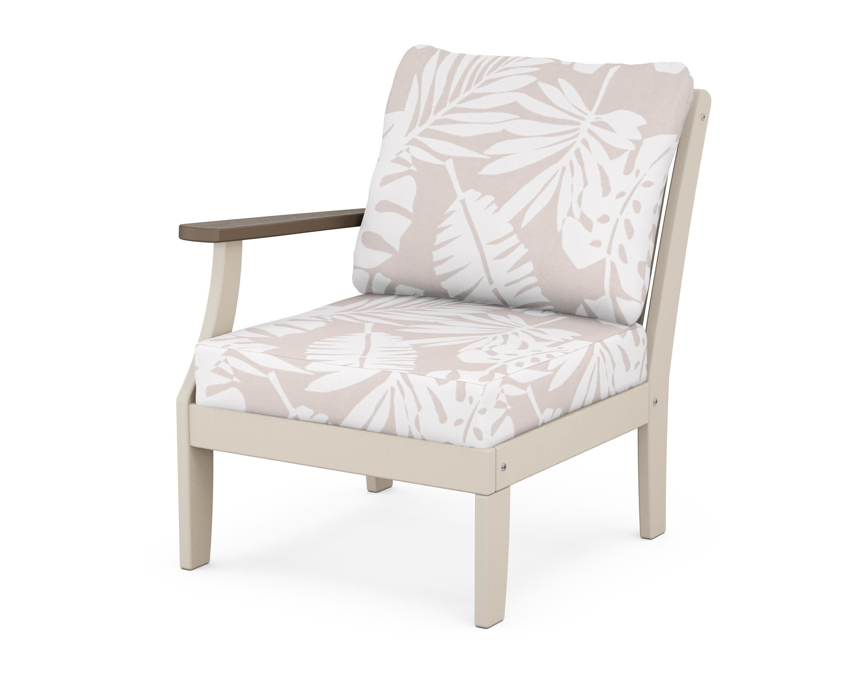 POLYWOOD® Braxton Modular Left Arm Chair in Sand / Kona / Leaf Dune Burlap