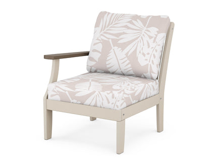 POLYWOOD® Braxton Modular Left Arm Chair in Sand / Kona / Leaf Dune Burlap