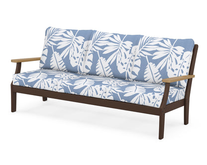 POLYWOOD® Braxton Deep Seating Sofa in Mahogany / Natural / Leaf Sky Blue