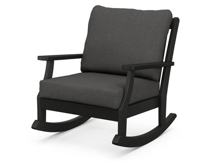 POLYWOOD® Braxton Deep Seating Rocking Chair in Black / Spectrum Carbon