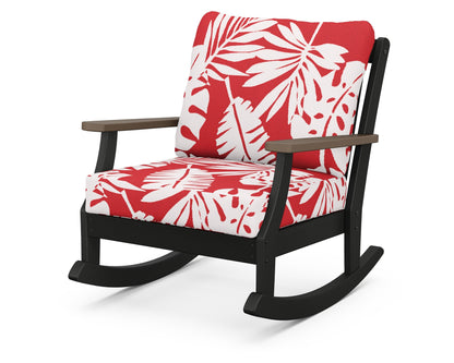 POLYWOOD® Braxton Deep Seating Rocking Chair in Black / Kona / Leaf Crimson