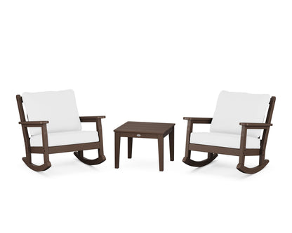 POLYWOOD® Chippendale 3-Piece Deep Seating Rocker Set in Mahogany / Natural