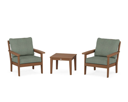 Country Living Cottage 3-Piece Deep Seating Set in Teak / Cast Sage