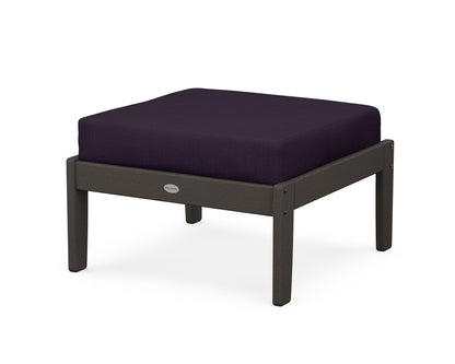 POLYWOOD® Braxton Deep Seating Ottoman in Vintage Coffee / Navy Linen