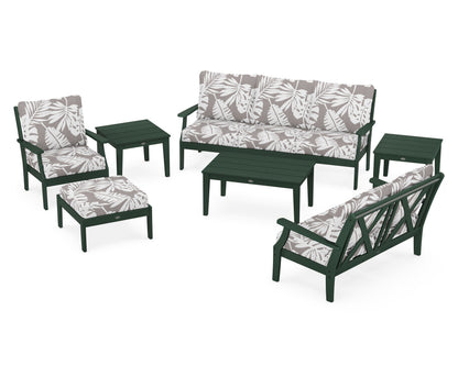 POLYWOOD® Braxton 7-Piece Deep Seating Set in Green / Leaf Grey Mist